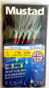 Mustad Flash-A-Boo Sabiki Mackerel  Rig (Size 4)(5 Pack)  Now In Stock